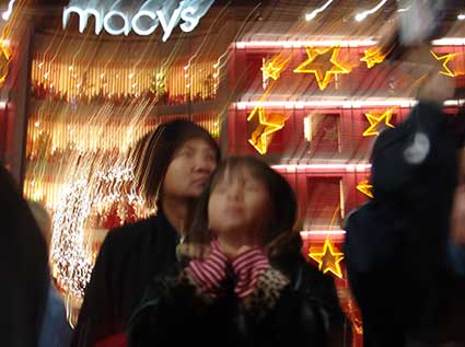 Watching the Christmas Tree Lighing in front of Macy's