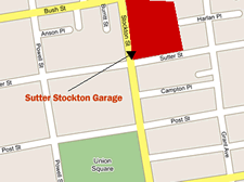 Map to Sutter Stockton Garage in Union Square